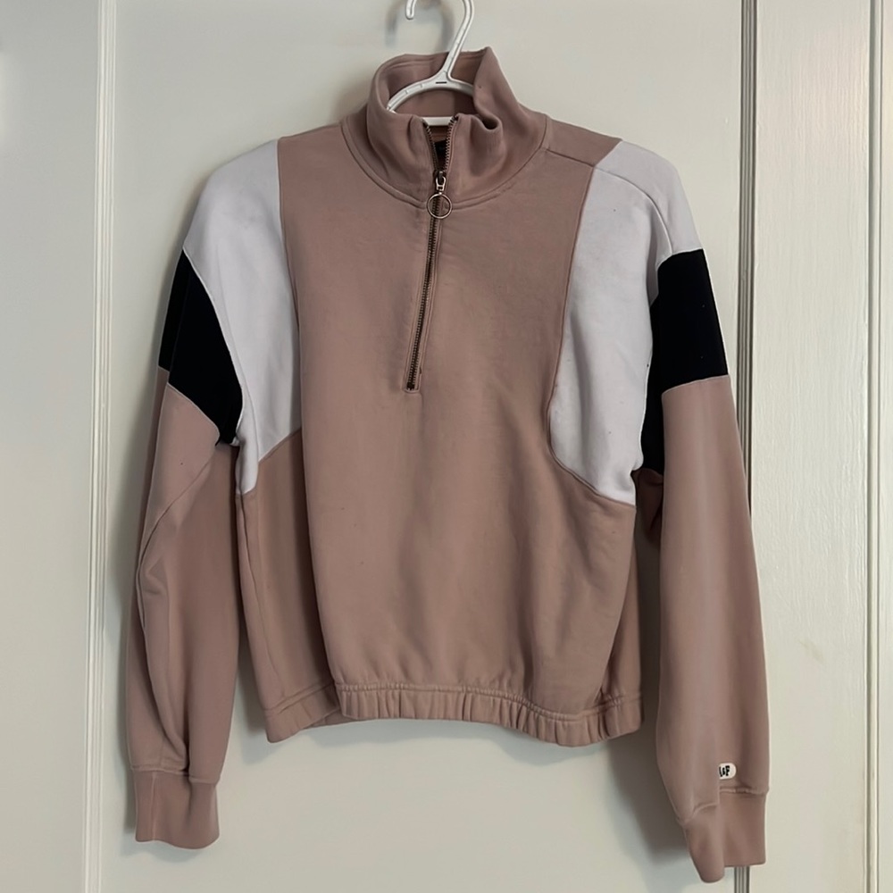 Abercrombie & fitch size small pink, white, and black cinched sweatshirt